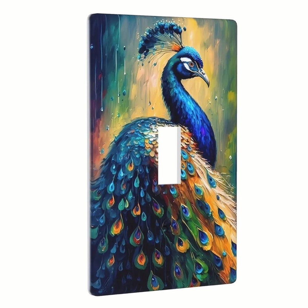 Raindrop Peacock Single Toggle Light Switch Plate Cover